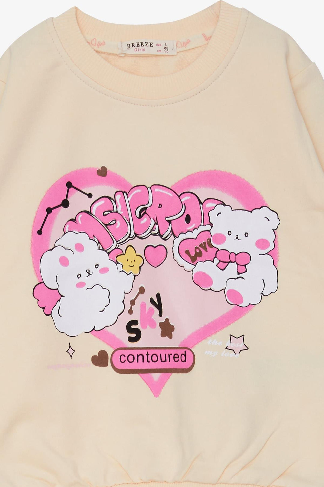 BRE Breeze Girl Child Sweatshirt Heart Printed 2-6 Years, Cream - Nancy