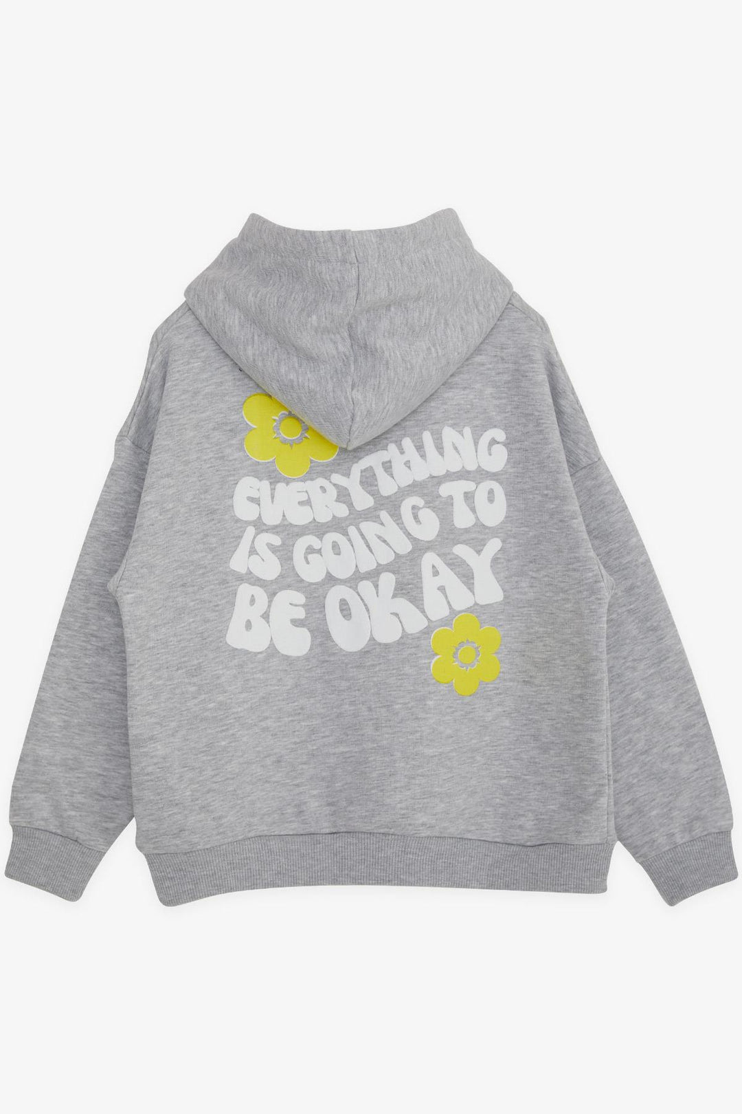 BRE Breeze Girl's Sweatshirt with Hood Printed with Text 84 Years, Grey Melange - Haverford
