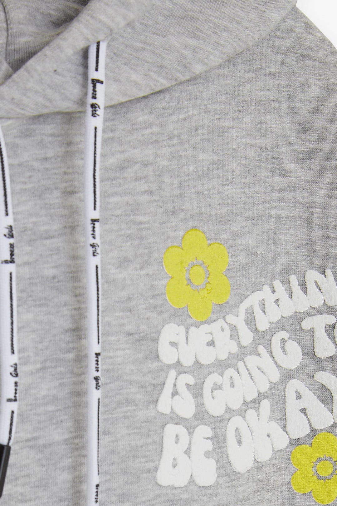 BRE Breeze Girl's Sweatshirt with Hood Printed with Text 84 Years, Grey Melange - Haverford