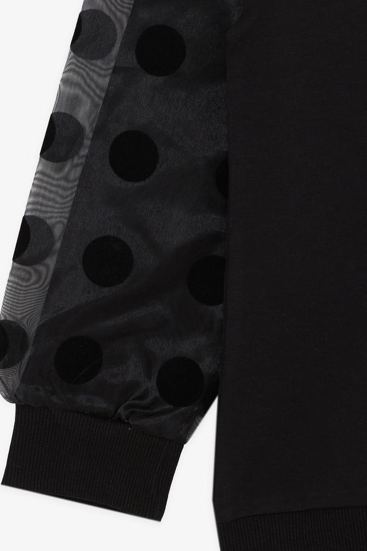 BRE Breeze Girl Child Sweatshirt Sleeves Tulle Glitter Printed Dotted 62 Years, Black - Bowling Green