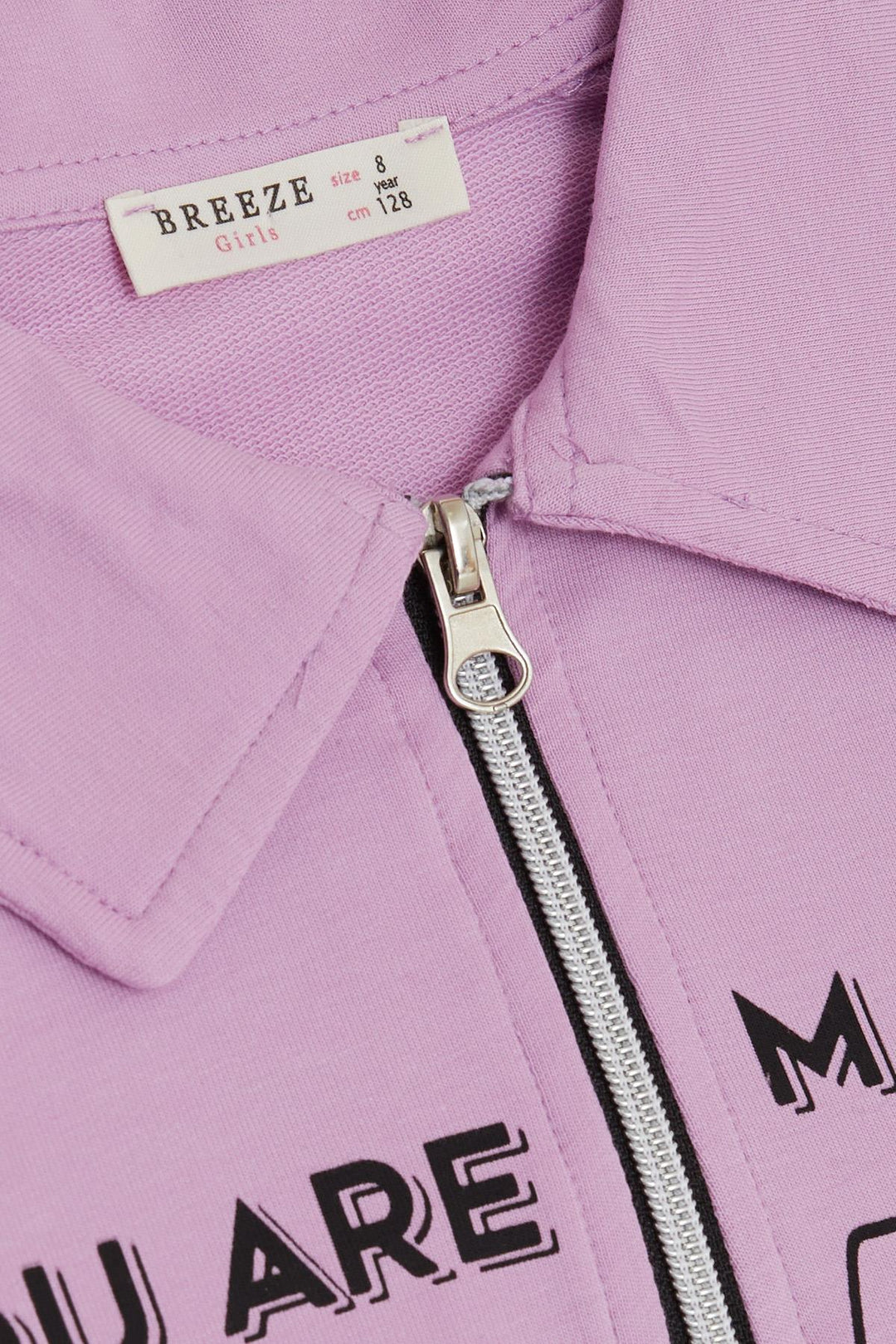 BRE Breeze Girl Child Sweatshirt with Magic Print Half Zip Polo Neck 84 Years, Lilac - South Jordan