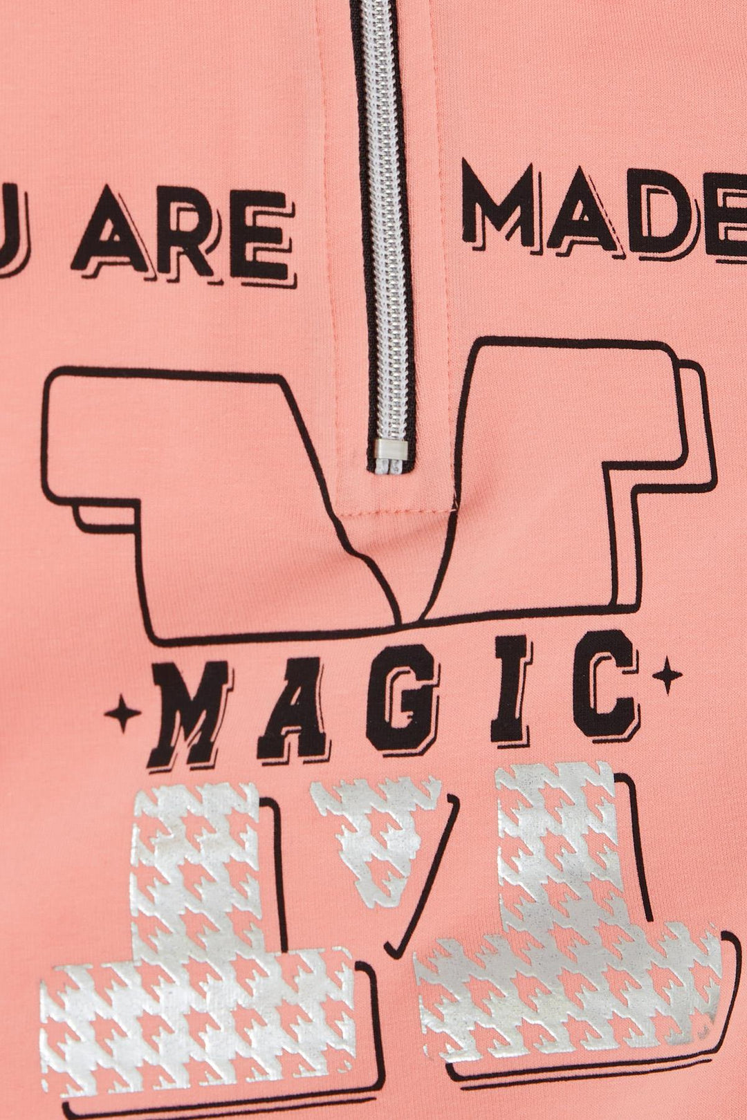 BRE Breeze Girl Child Sweatshirt with Magic Print Half Zip Polo Collar 84 Years, Salmon - Las Palmas