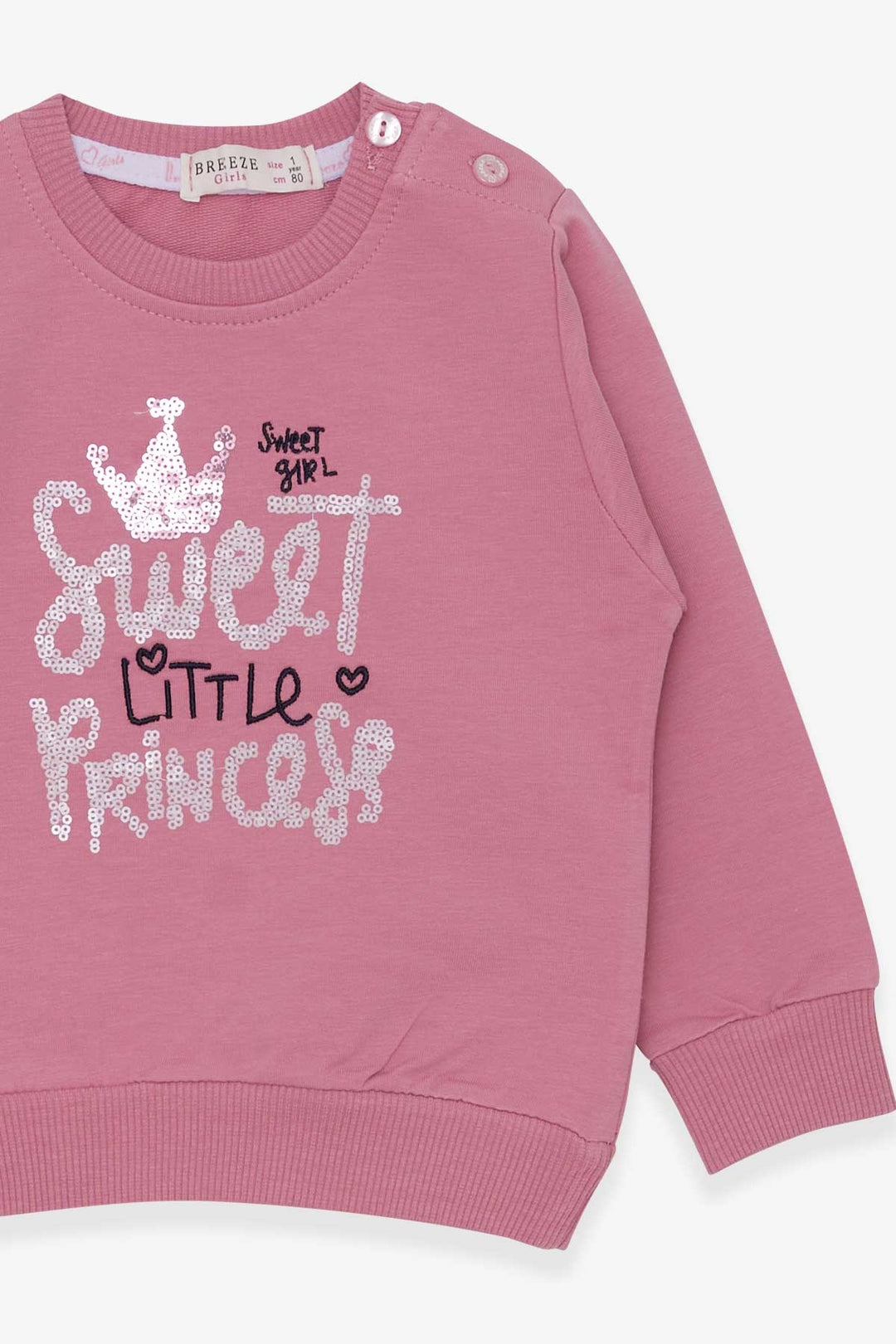 BRE Breeze Girl Child Sweatshirt with Embroidery Sequins 1-4 Years, Rose Pink - Villajoyosa