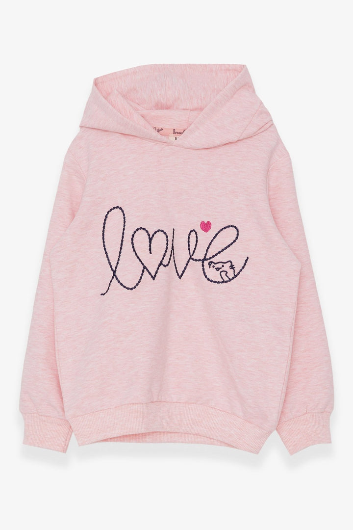 BRE Breeze Girl Child Sweatshirt Embroidered Text Printed 2-6 Years, Salmon Melange - Tuxtepec