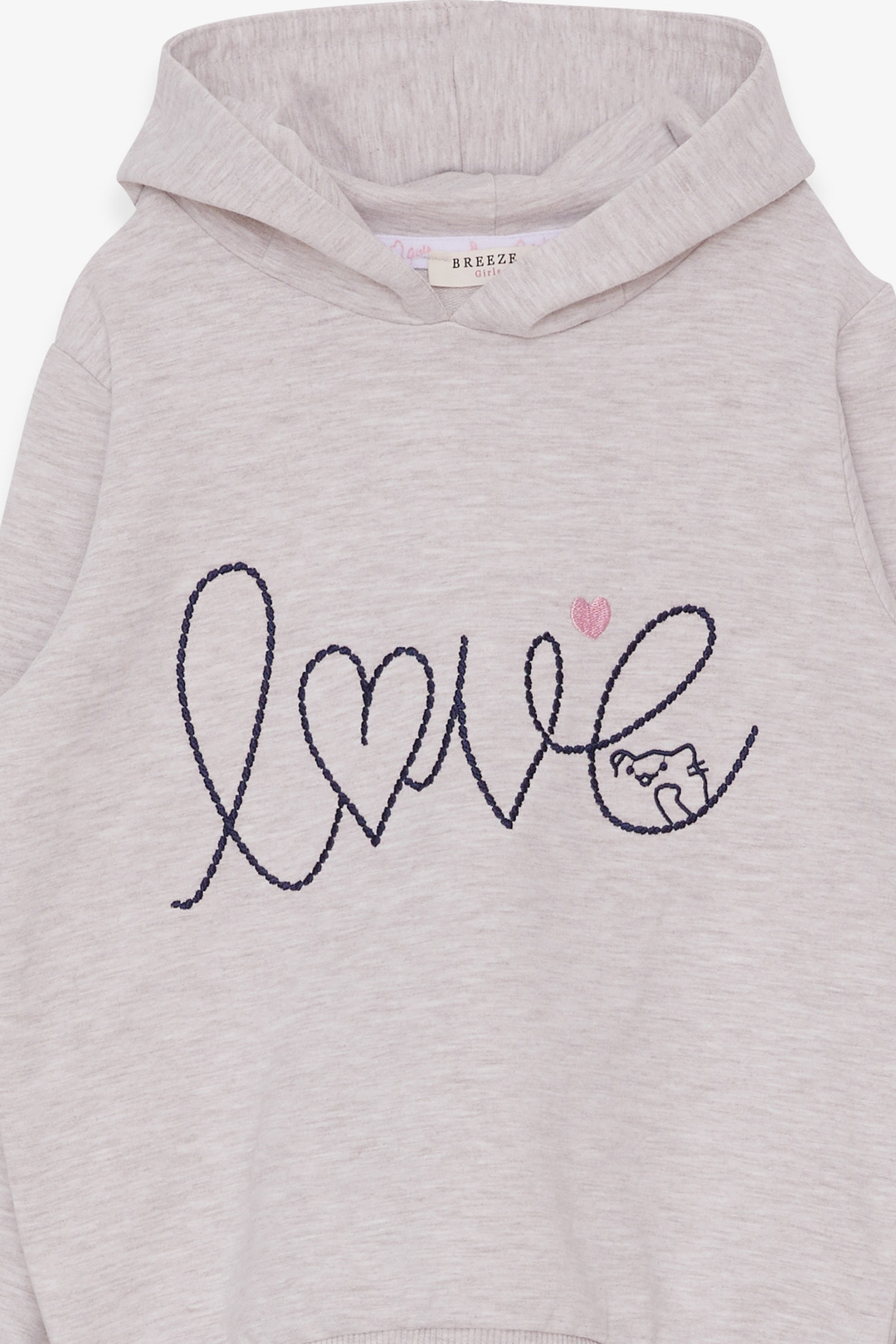 BRE Breeze Girl Child Sweatshirt Embroidered Text Printed 2-6 Years, Beige Melange - Walthamstow