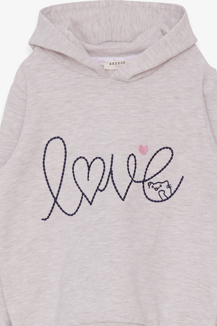 BRE Breeze Girl Child Sweatshirt Embroidered Text Printed 2-6 Years, Beige Melange - Walthamstow