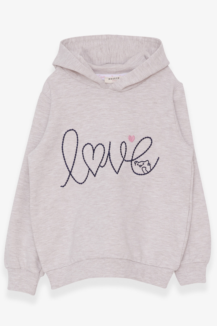 BRE Breeze Girl Child Sweatshirt Embroidered Text Printed 2-6 Years, Beige Melange - Walthamstow