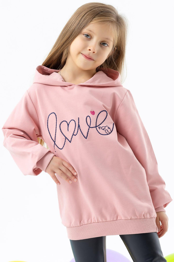 BRE Breeze Girl Child Sweatshirt Embroidered Text Printed 2-6 Years, Powder - Lakewood