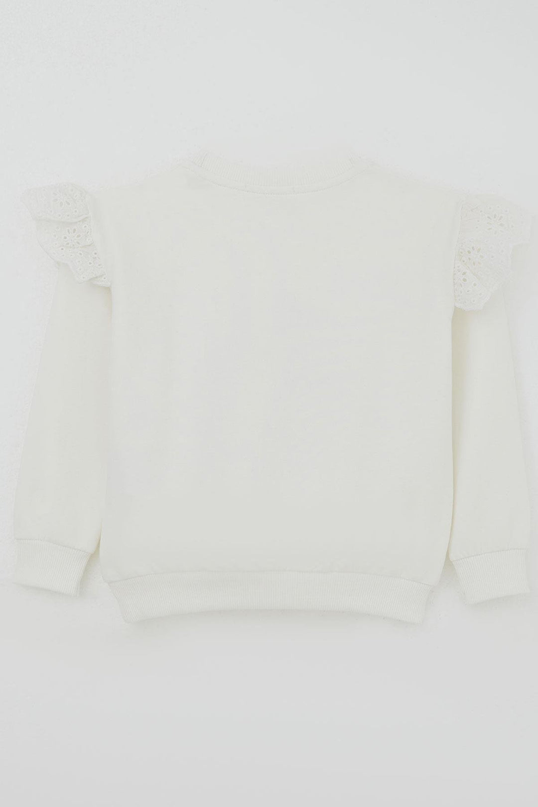 BRE Breeze Girl Child Sweatshirt with Flower Embroidery Detailed Flower Printed 2-6 Years, Ecru - Sesto Fiorentino