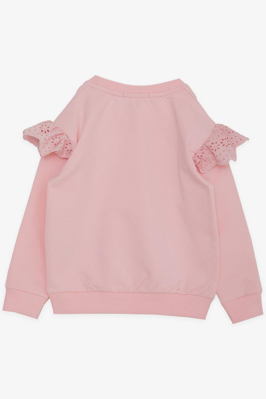 BRE Breeze Girl Child Sweatshirt with Lace Shoulder Glitter Heart Print, 2-6 Years, Pink - Jurupa Valley