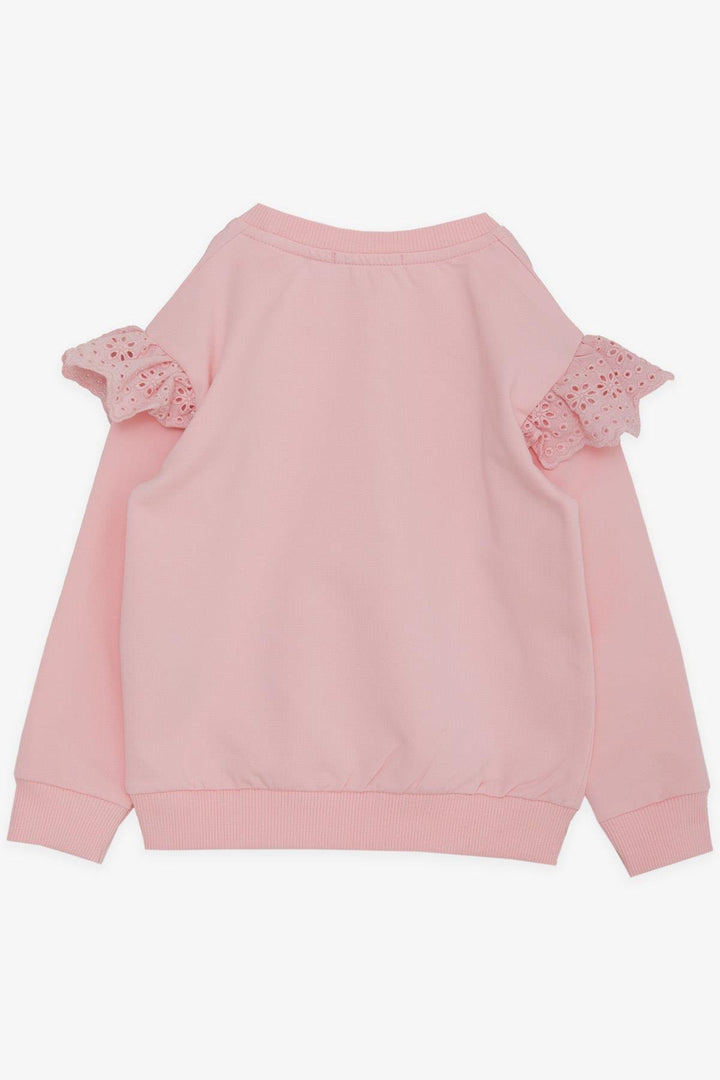 BRE Breeze Girl Child Sweatshirt with Lace Shoulder Glitter Heart Print, 2-6 Years, Pink - Jurupa Valley