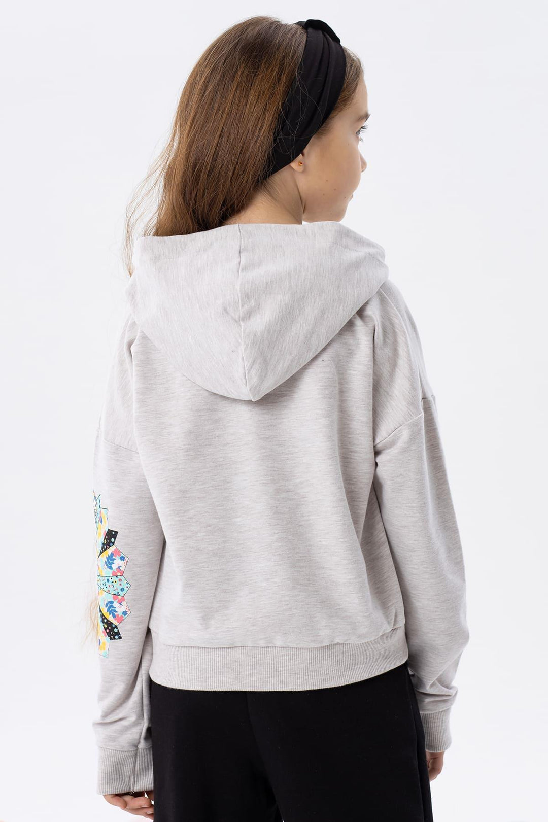 BRE Breeze Girl's Sweatshirt Colorful Flower Printed 84 Years, Beige Melange - East Gwillimbury