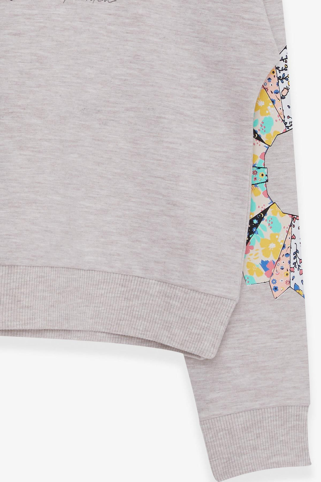 BRE Breeze Girl's Sweatshirt Colorful Flower Printed 84 Years, Beige Melange - East Gwillimbury