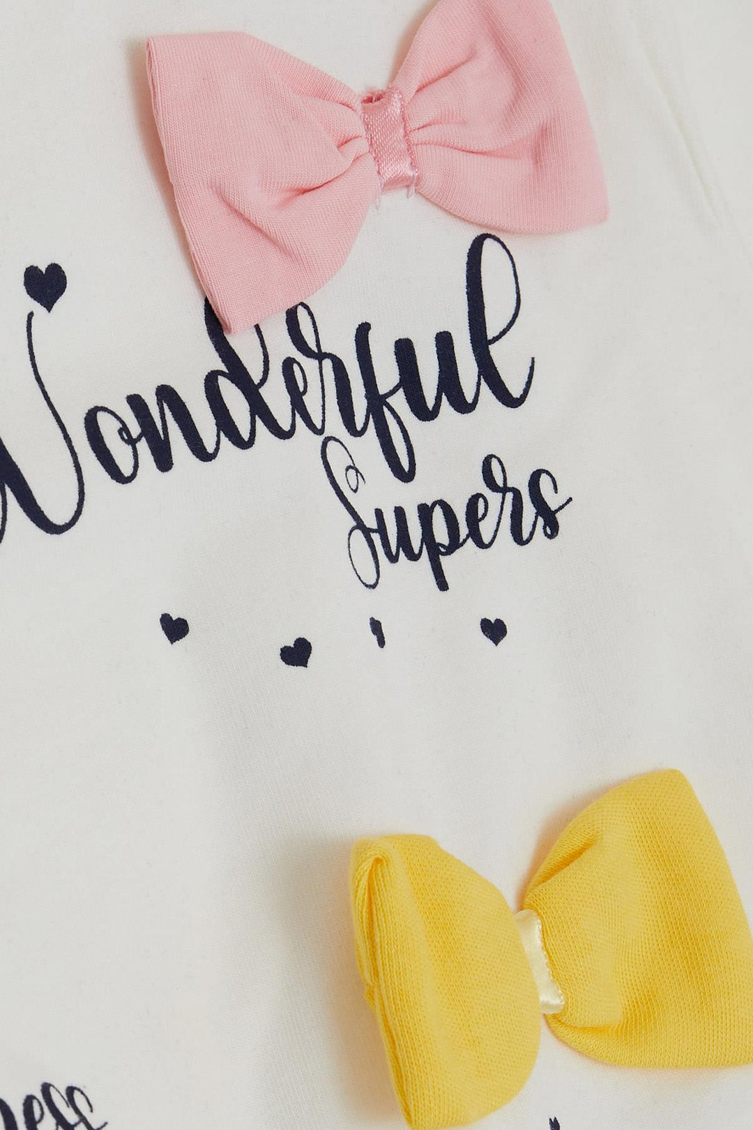 BRE Breeze Girl Child Sweatshirt Colorful Bow Accessorized Printed Text 3-8 Years, Ecru - Mettmann