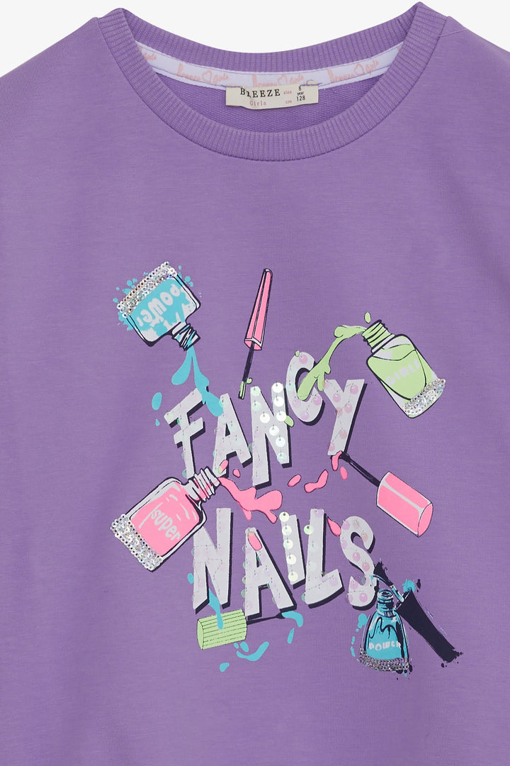 BRE Breeze Girl Child Sweatshirt Colorful Nail Polish Printed 62 Years, Lilac - Sault Ste. Marie