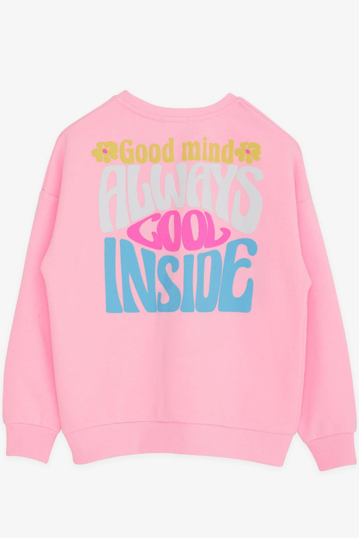 BRE Breeze Girl's Sweatshirt with Colorful Printed Text, 84 Years, Powder - Piraeus