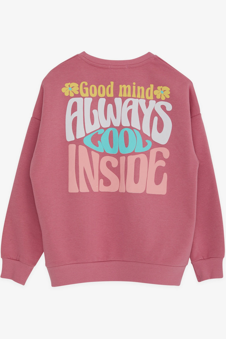 BRE Breeze Girl's Sweatshirt with Colorful Printed Text, 84 Years, Plum Color - Fresno