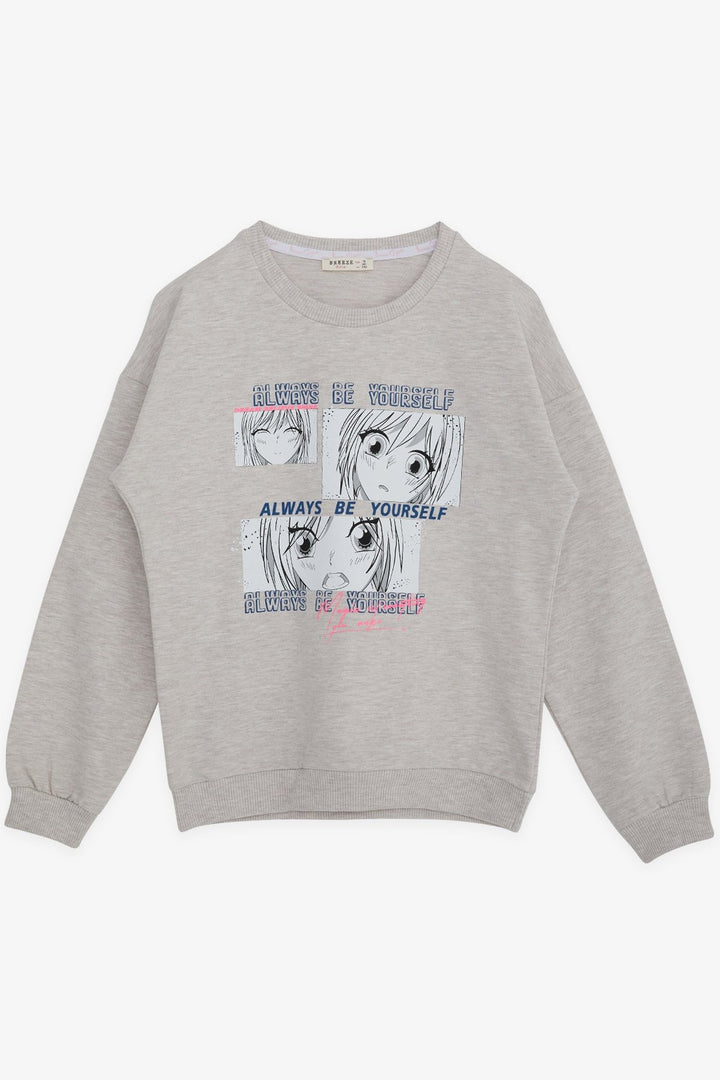 BRE Breeze Girl Child Sweatshirt Dumbfounded Girl Printed 94 Years, Beige Melange - Kutaisi