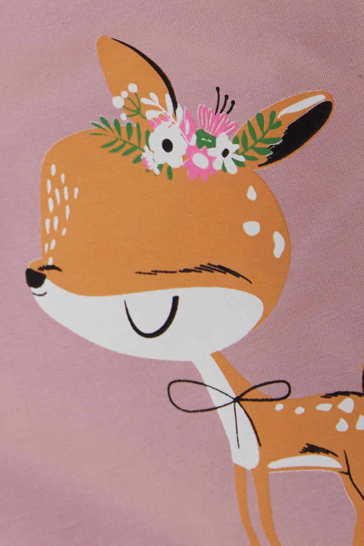 BRE Breeze Girl Child Sweatshirt Cute Fawn Crowned Fawn Printed 1.5-5 Years, Lilac - Watertown Town