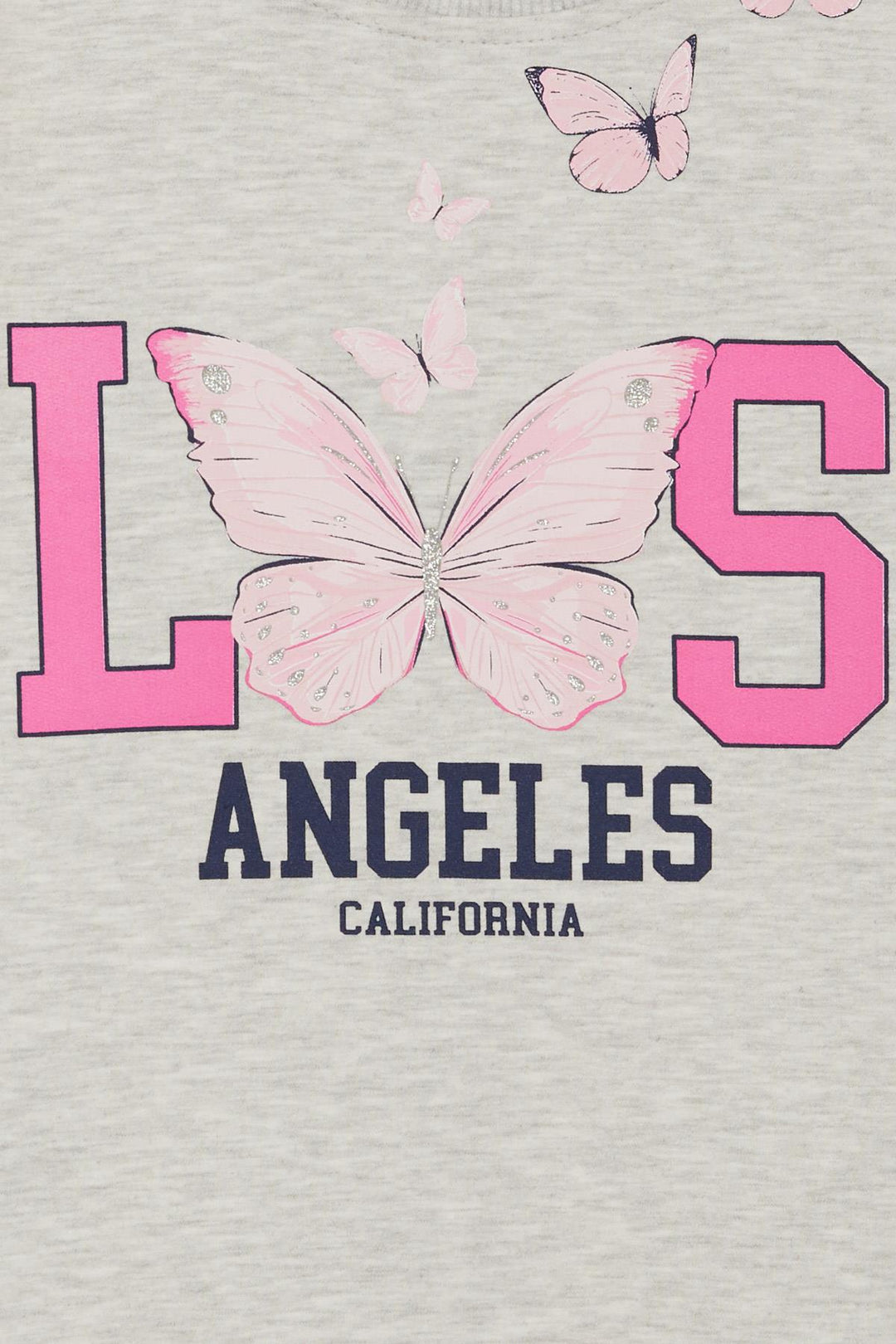 BRE Breeze Girl Child Sweatshirt with Glitter Butterfly Print, 72 Years, Light Grey Melange - Bangor