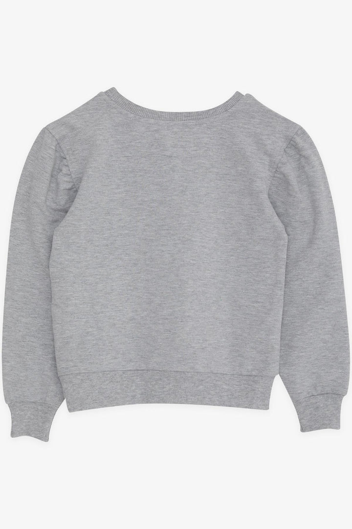 BRE Breeze Girl's Sweatshirt with Glittery Printed Text, 84 Years, Grey Melange - Jaral del Progreso