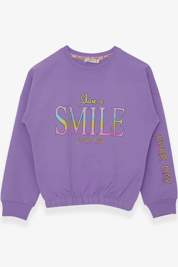 BRE Breeze Girl's Sweatshirt with Glittery Printed Text, 84 Years, Lilac - Ibbenbüren
