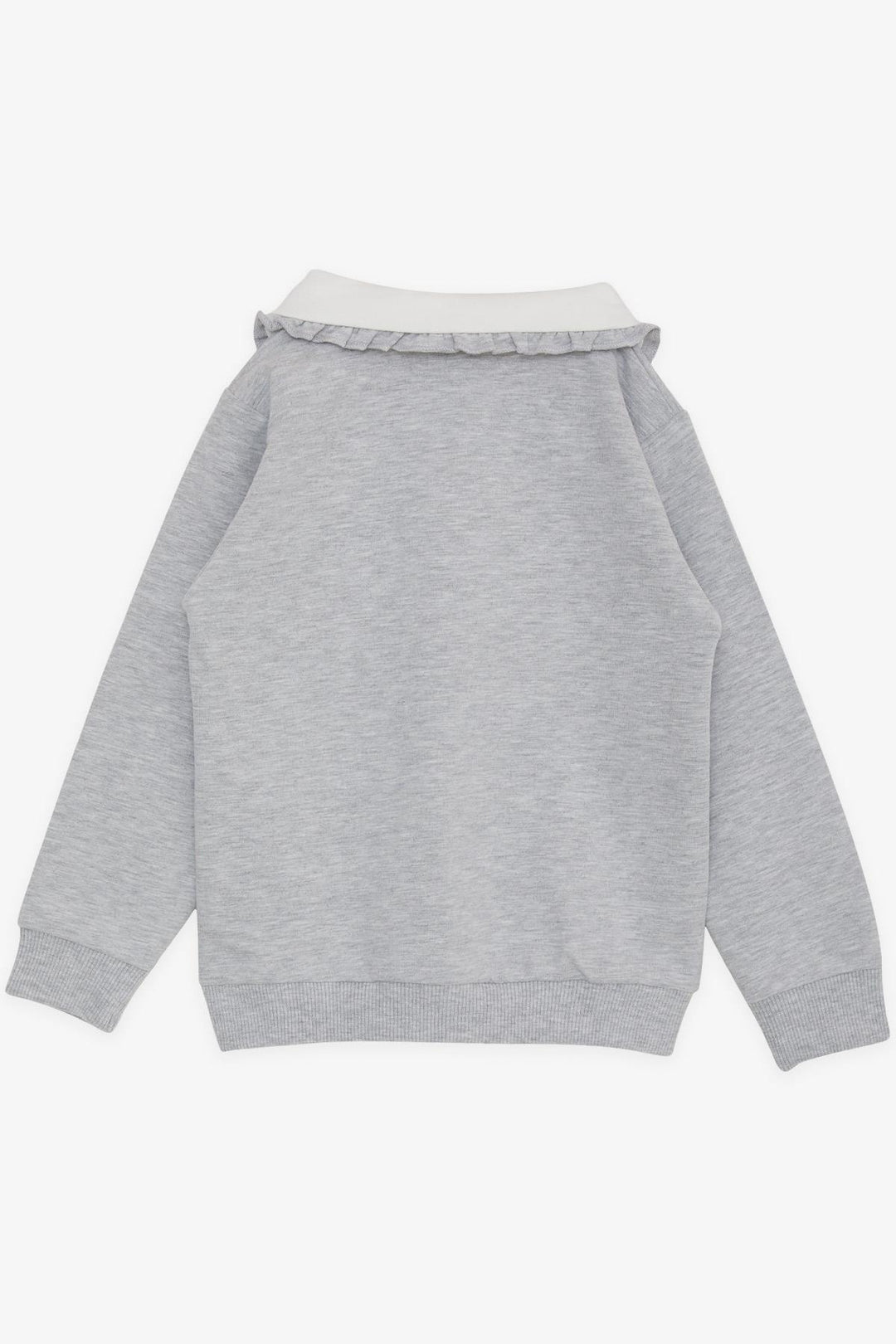 BRE Breeze Girl Child Sweatshirt with Rabbit Embroidery Buttoned 2-6 Years, Light Grey Melange - Dreieich