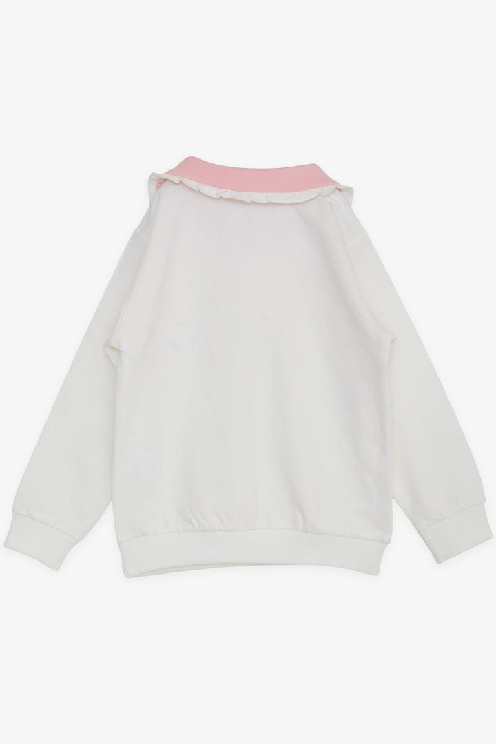 BRE Breeze Girl Child Sweatshirt with Rabbit Embroidery Buttoned 2-6 Years, Ecru - Apizaco