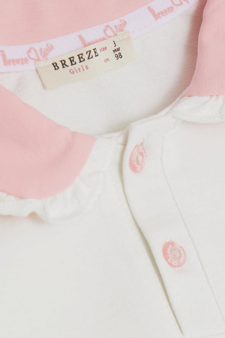 BRE Breeze Girl Child Sweatshirt with Rabbit Embroidery Buttoned 2-6 Years, Ecru - Apizaco