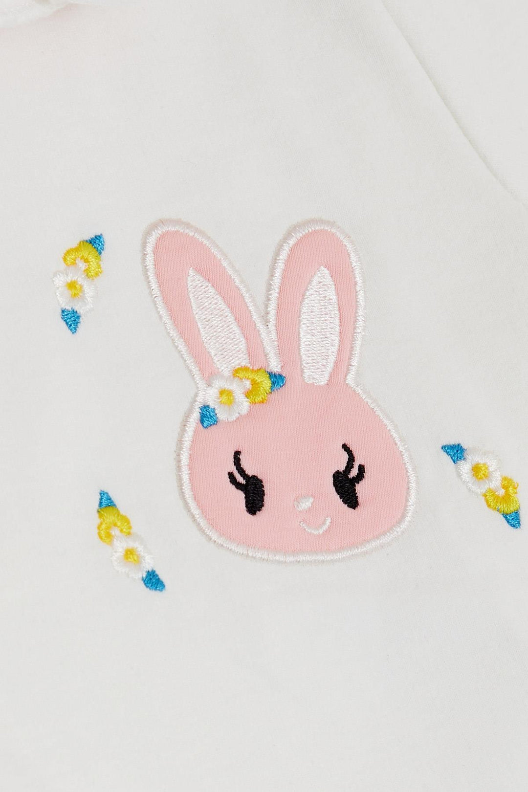 BRE Breeze Girl Child Sweatshirt with Rabbit Embroidery Buttoned 2-6 Years, Ecru - Apizaco