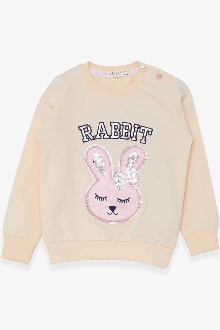 BRE Breeze Girl Child Sweatshirt with Bunny Embroidery Sequins 1.5-5 Years, Cream - Woodbury