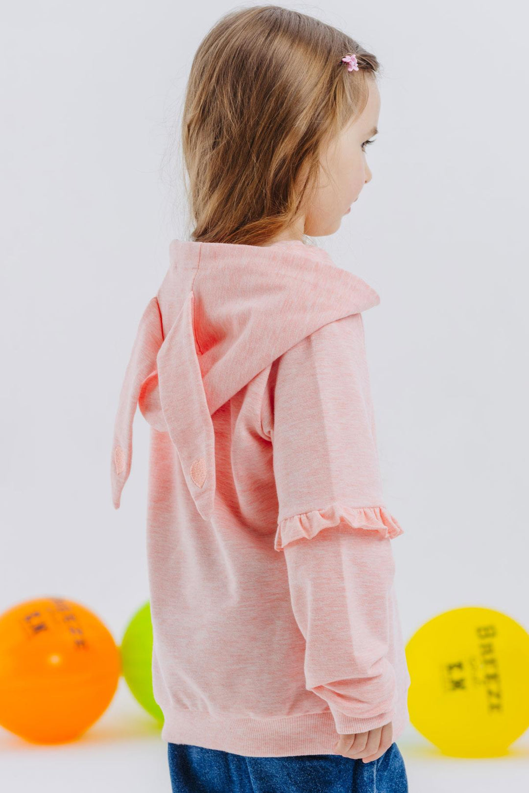 BRE Breeze Girl Child Sweatshirt with Bunny Print, 1.5-5 Years, Salmon Melange - Sugar Land