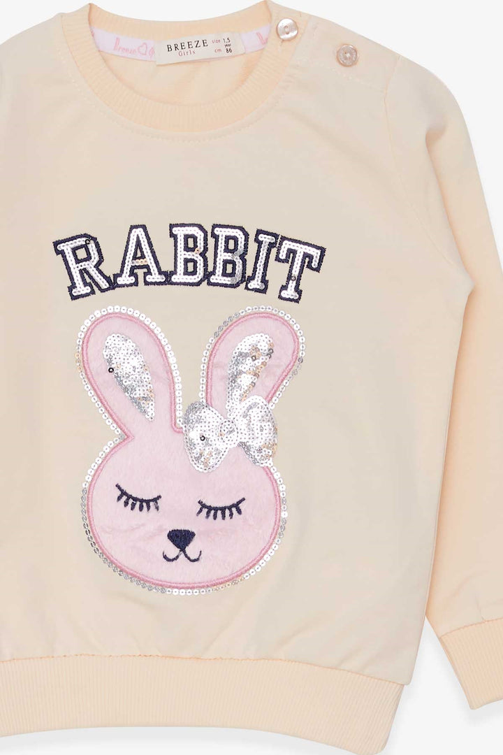 BRE Breeze Girl Child Sweatshirt with Bunny Embroidery Sequins 1.5-5 Years, Cream - Woodbury