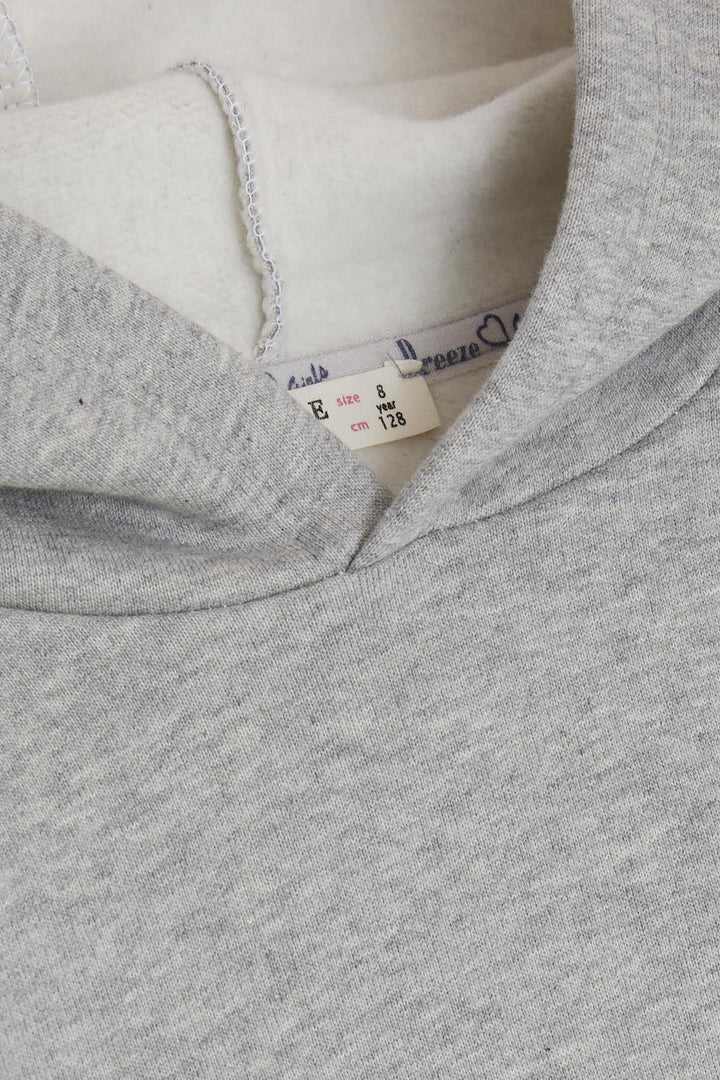 BRE Breeze Girl Child Sweatshirt Tennis Player Girl Embroidered Hooded 4-8 Years, Grey Melange - Rovenky