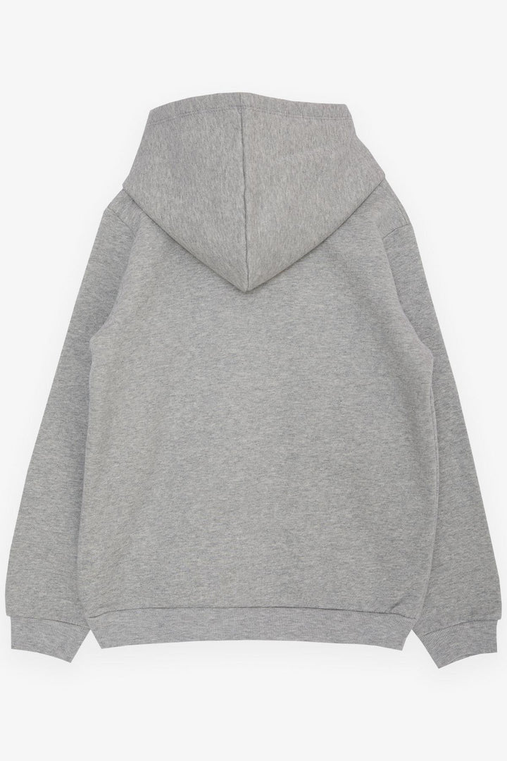 BRE Breeze Girl Child Sweatshirt Tennis Player Girl Embroidered Hooded 4-8 Years, Grey Melange - Rovenky