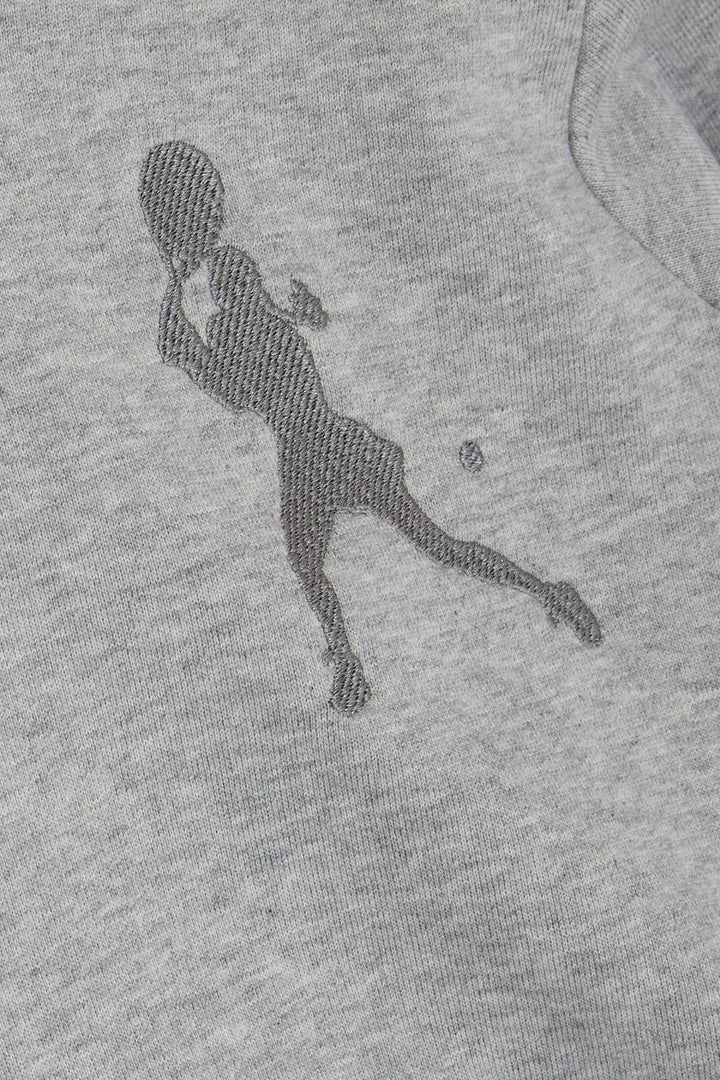 BRE Breeze Girl Child Sweatshirt Tennis Player Girl Embroidered Hooded 4-8 Years, Grey Melange - Rovenky