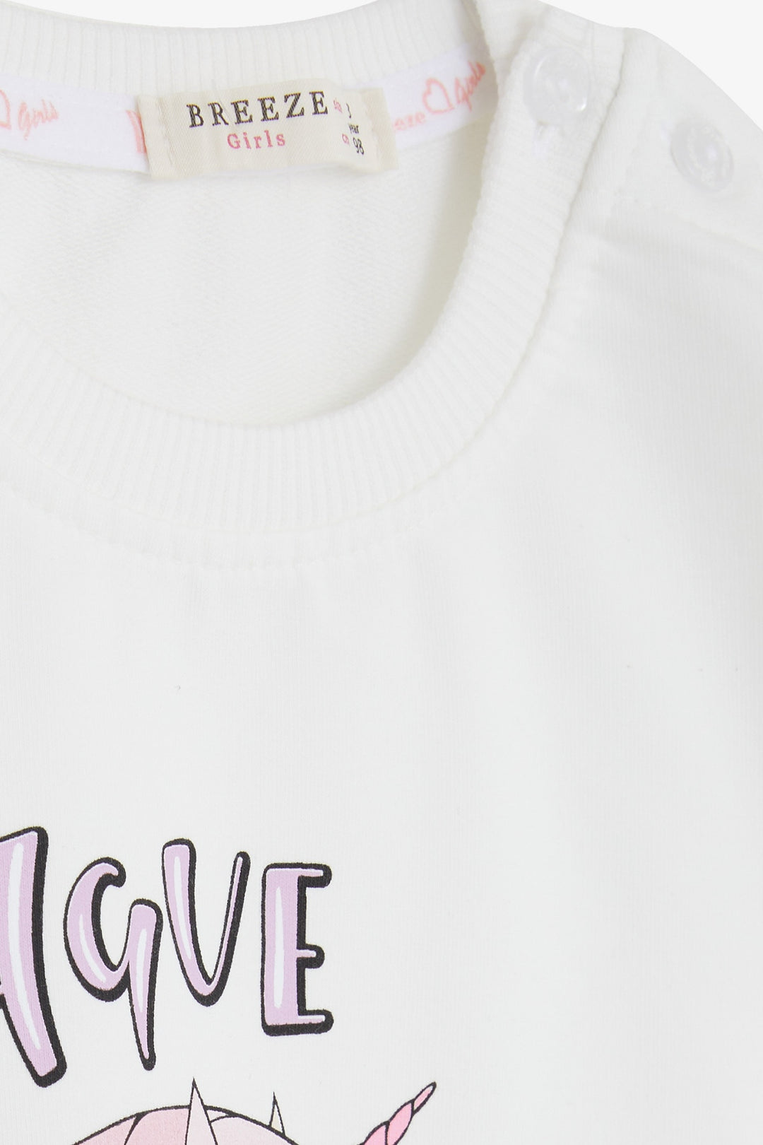 BRE Breeze Girl Child Sweatshirt Unicorn Printed 2-6 Years, White - Laval