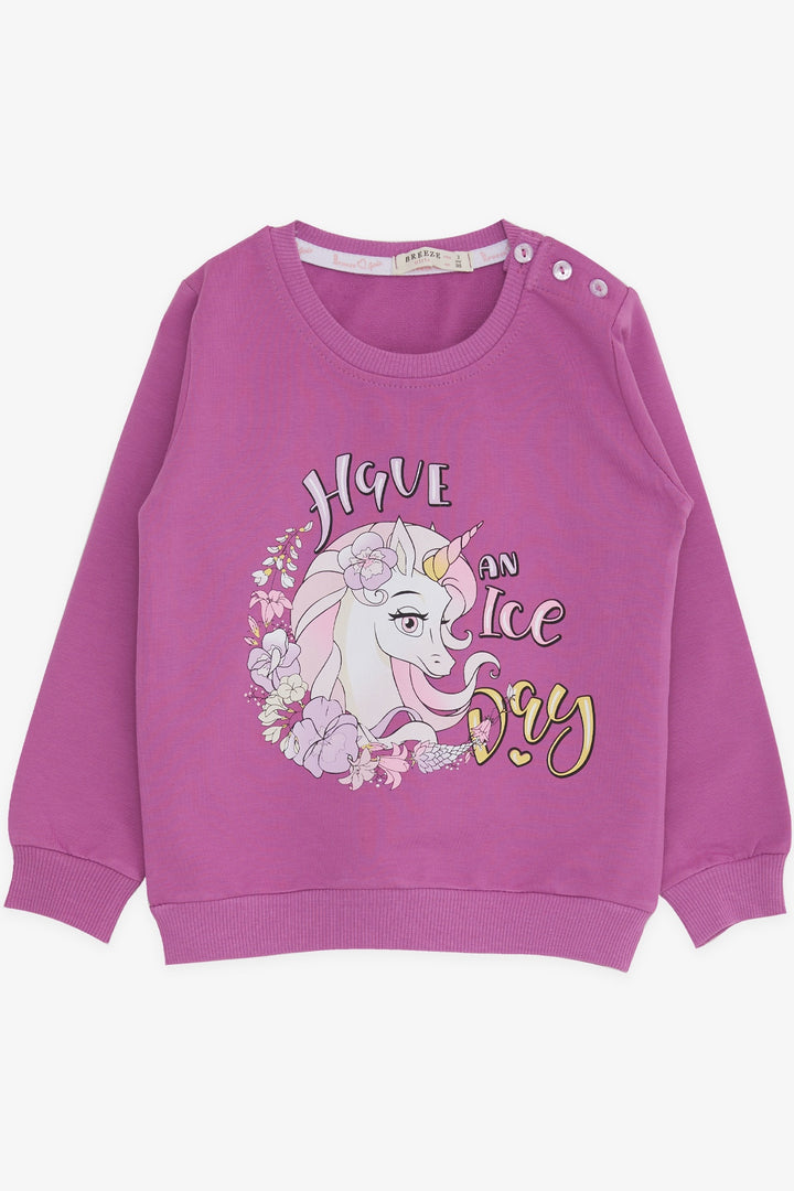 BRE Breeze Girl Child Sweatshirt Unicorn Printed 2-6 Years, Lilac - Lorient