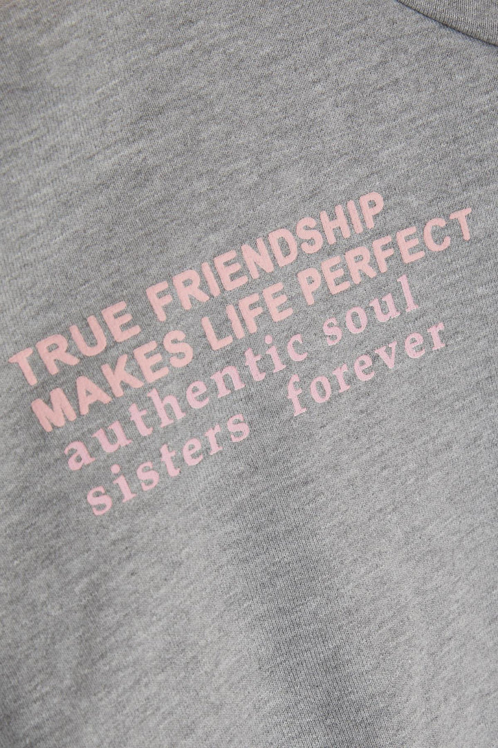 BRE Breeze Girl's Sweatshirt with Printed Text, 94 Years, Grey Melange - Peoria