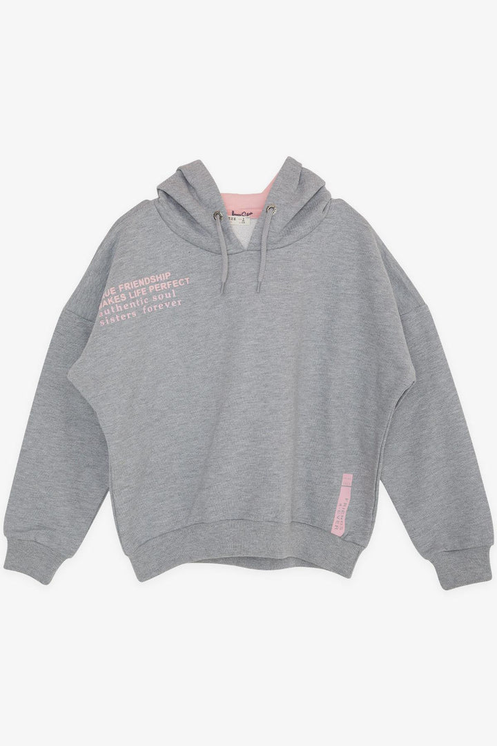 BRE Breeze Girl's Sweatshirt with Printed Text, 94 Years, Grey Melange - Peoria