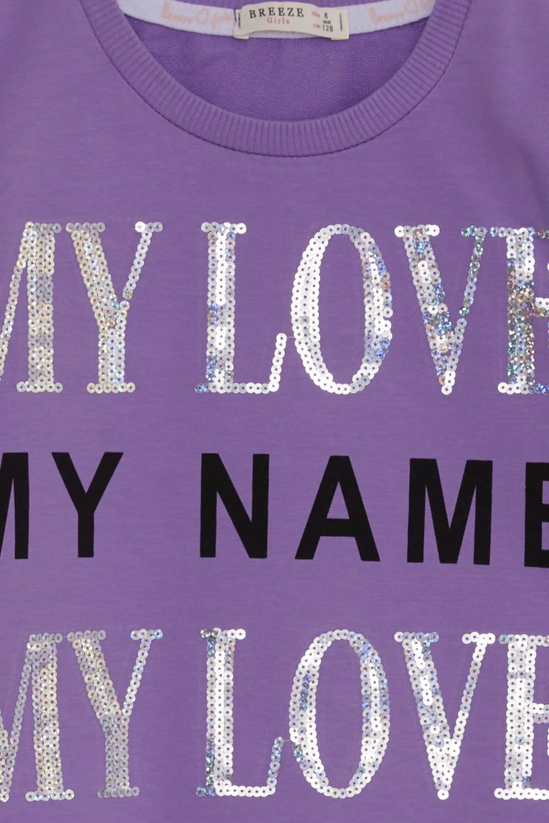 BRE Breeze Girl's Sweatshirt with Printed Sequins 84 Years, Lilac - Gjakovë