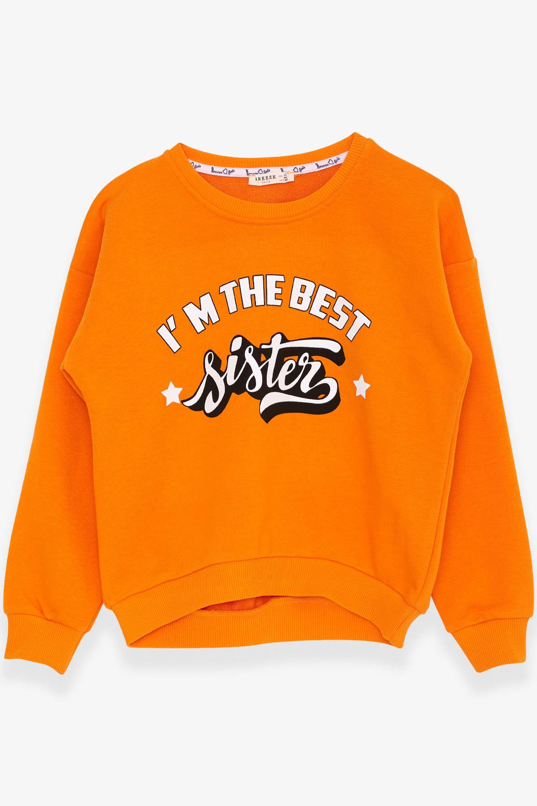 BRE Breeze Girl's Sweatshirt with Printed Text, 94 Years, Orange - Horad Zhodzina