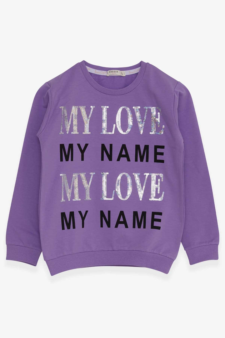 BRE Breeze Girl's Sweatshirt with Printed Sequins 84 Years, Lilac - Gjakovë
