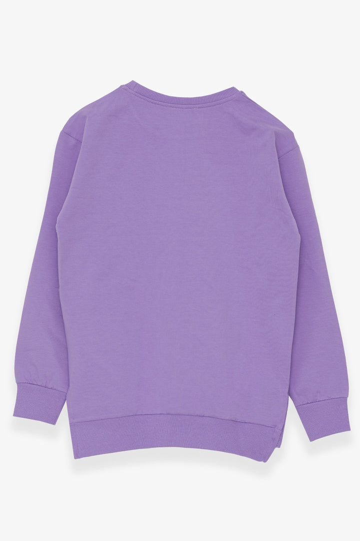 BRE Breeze Girl's Sweatshirt with Printed Writing and Slit, 94 Years, Lilac - Pocatello
