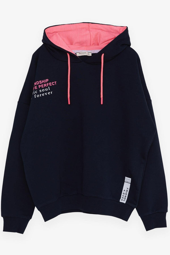 BRE Breeze Girl's Sweatshirt with Printed Text, 94 Years, Navy Blue - Manacor