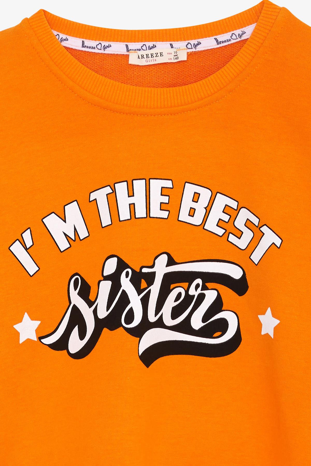 BRE Breeze Girl's Sweatshirt with Printed Text, 94 Years, Orange - Horad Zhodzina