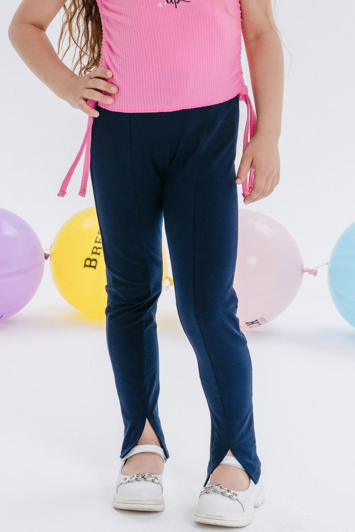 BRE Breeze Girl's Legging with Slit 84 Years, Navy Blue - Tríkala