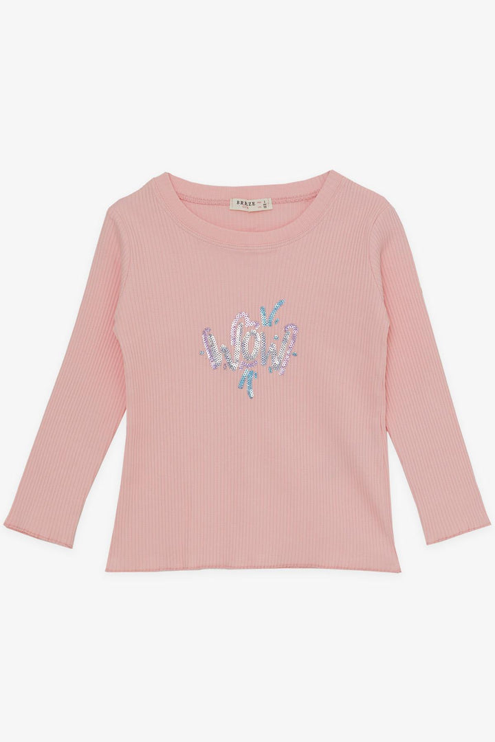 BRE Breeze Girl Leggings Set with Sequin Printed Text 1.5-5 Years, Salmon - Redding