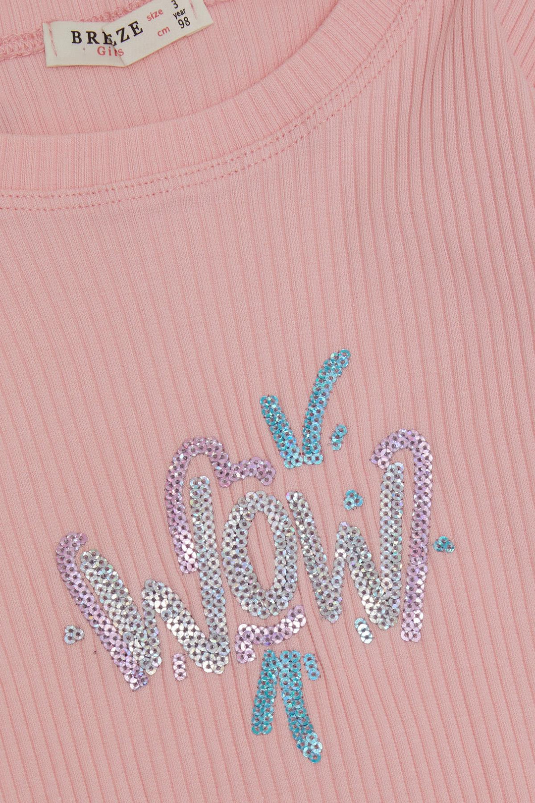 BRE Breeze Girl Leggings Set with Sequin Printed Text 1.5-5 Years, Salmon - Redding