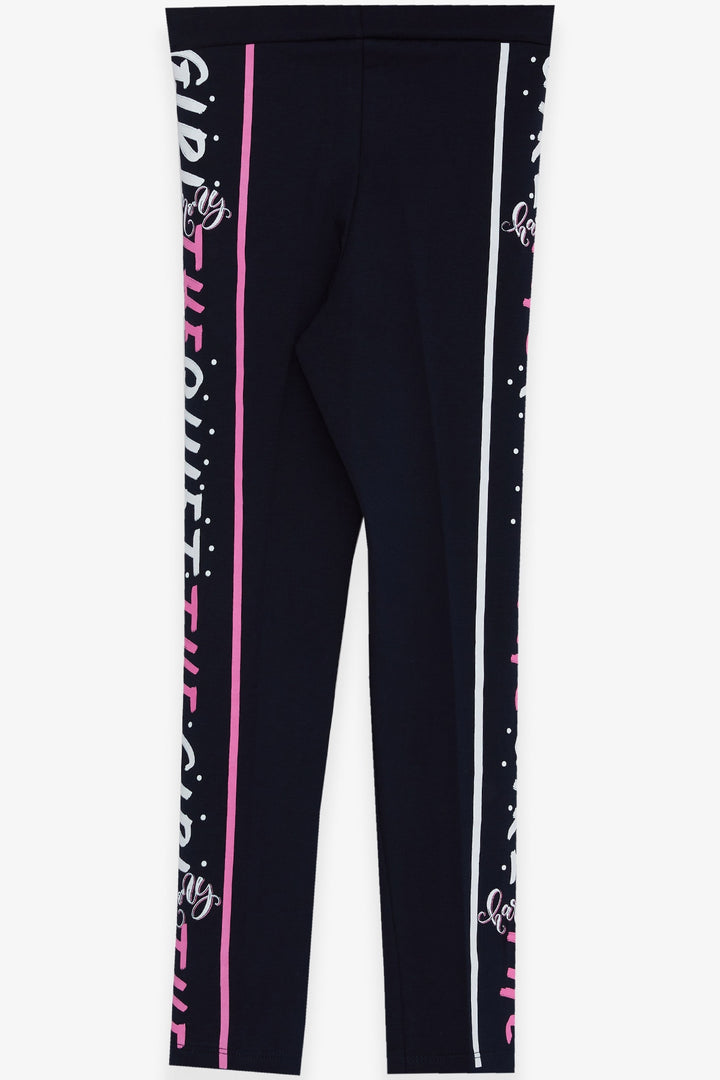 BRE Breeze Girl's Leggings with Printed Writing, Navy, 54 Years - Parkland